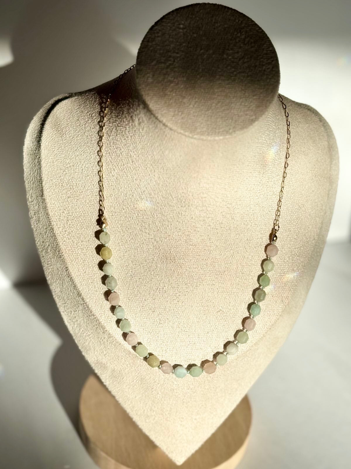 Morganite Gold-Filled Silk Knotted Necklace