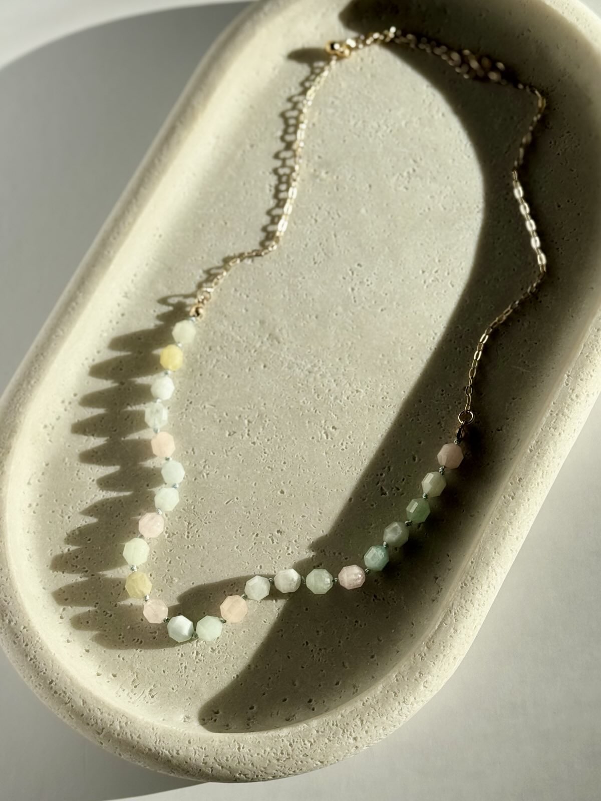 Morganite Gold-Filled Silk Knotted Necklace