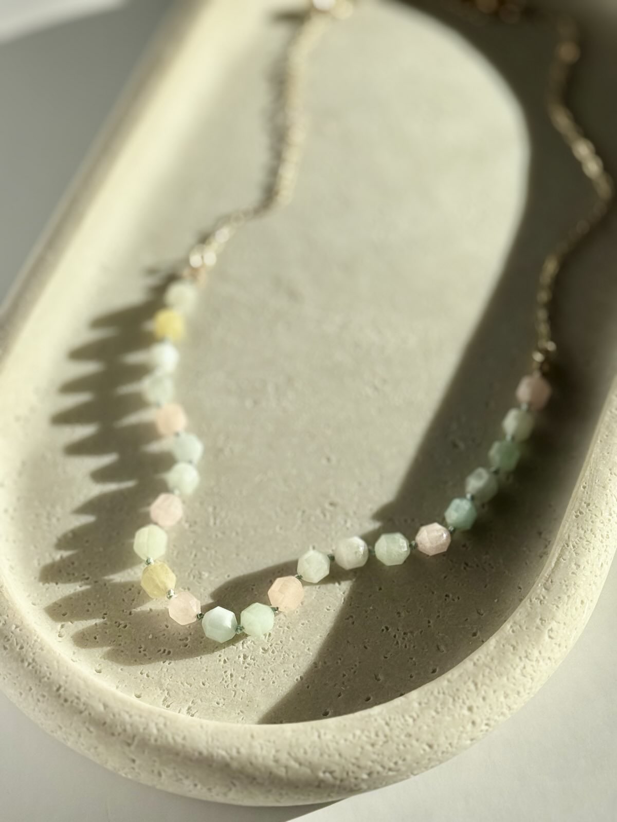 Morganite Gold-Filled Silk Knotted Necklace