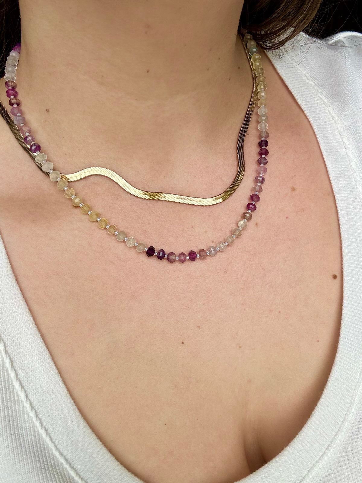Rainbow Fluorite Gold-Filled Necklace