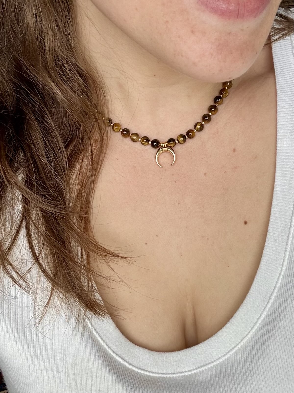 Tigers Eye Moon Charm Necklace