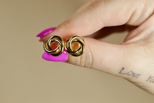 Love Knot Woven Gold Stud Earrings