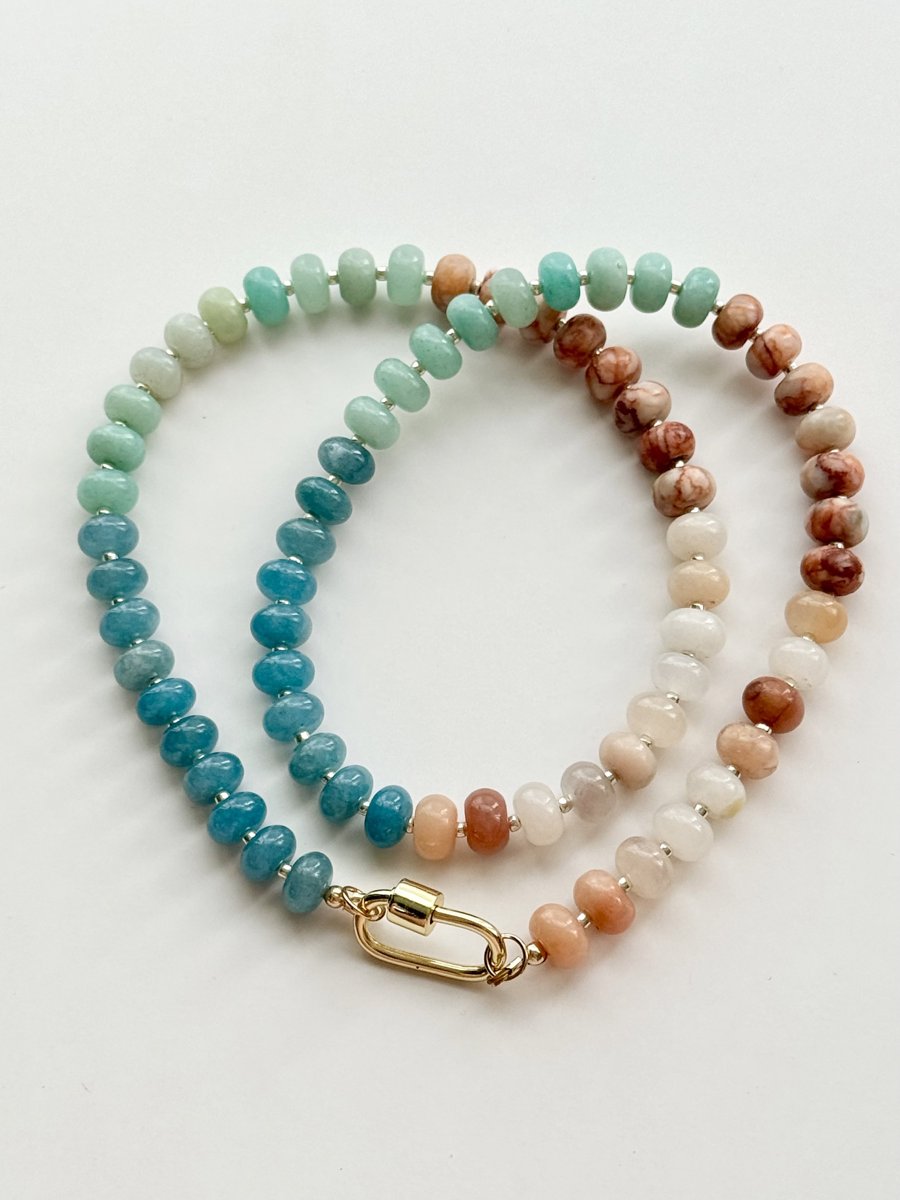 Beach Days Dyed Agate Gold-Filled Statement Necklace with Carabiner Clasp