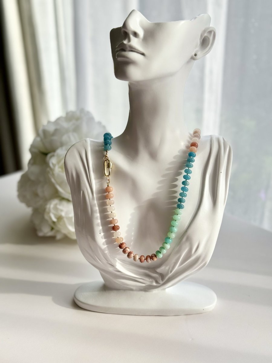 Beach Days Dyed Agate Gold-Filled Statement Necklace with Carabiner Clasp