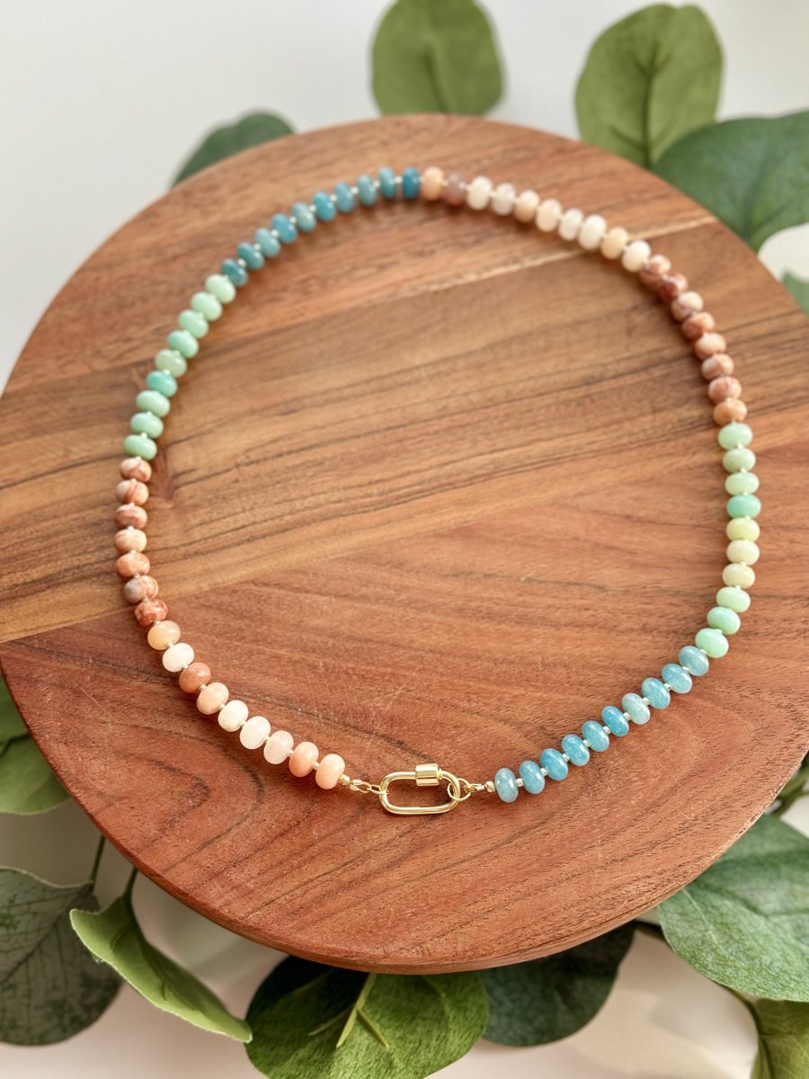 Beach Days Dyed Agate Gold-Filled Statement Necklace with Carabiner Clasp