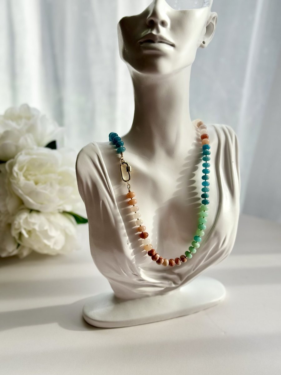 Beach Days Dyed Agate Gold-Filled Statement Necklace with Carabiner Clasp