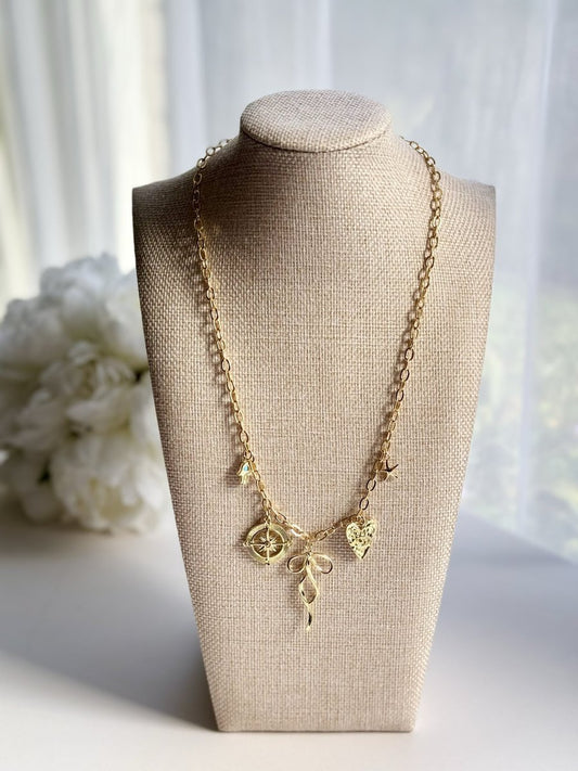 Bow Statement Charm Gold-Filled Necklace