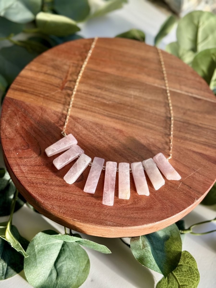 Rose Quartz & Gold-Filled Chain Statement Necklace