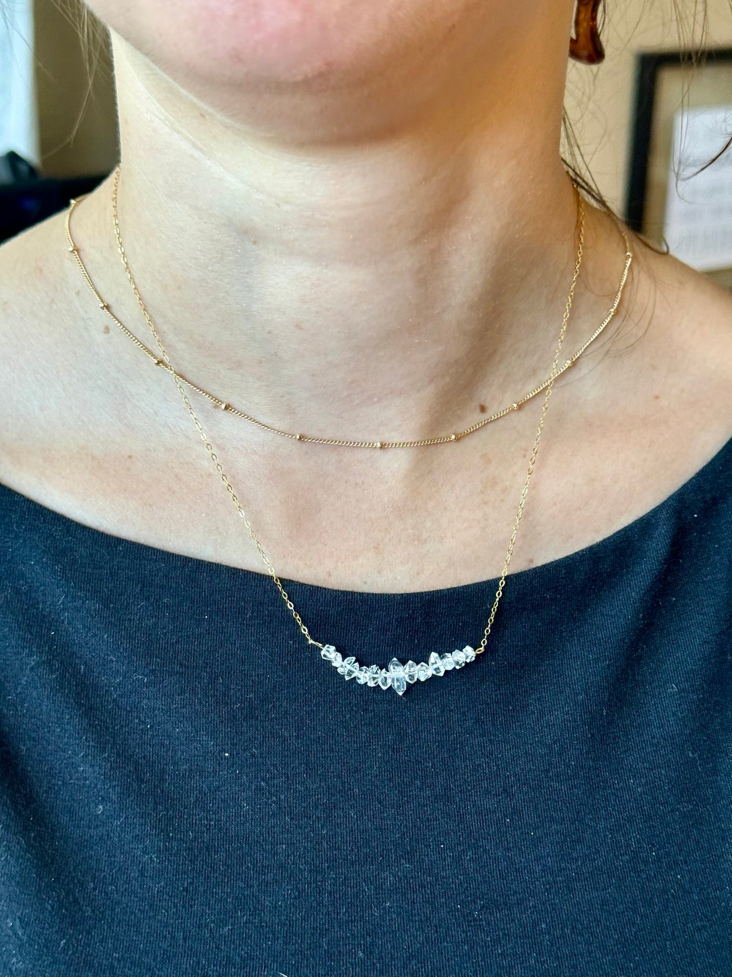 Herkimer "Diamond" Gold-Filled Bar Necklace