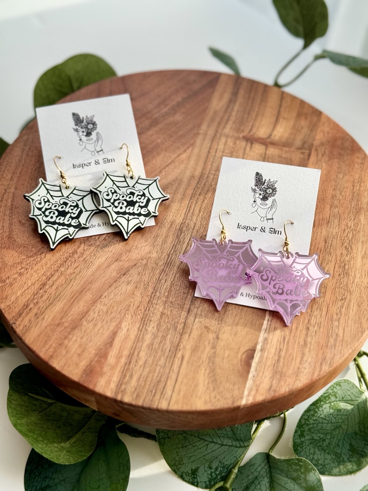 Spooky Babe Spiderweb Acrylic Earrings