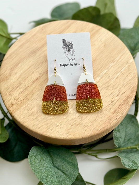 Candy Corn Acrylic Dangling Earrings