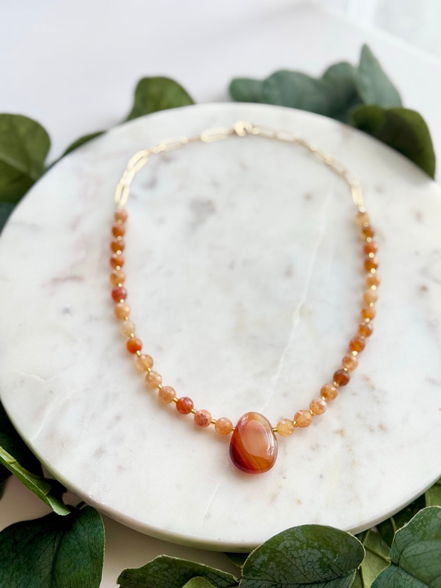 Carnelian Gold-Filled Statement Necklace