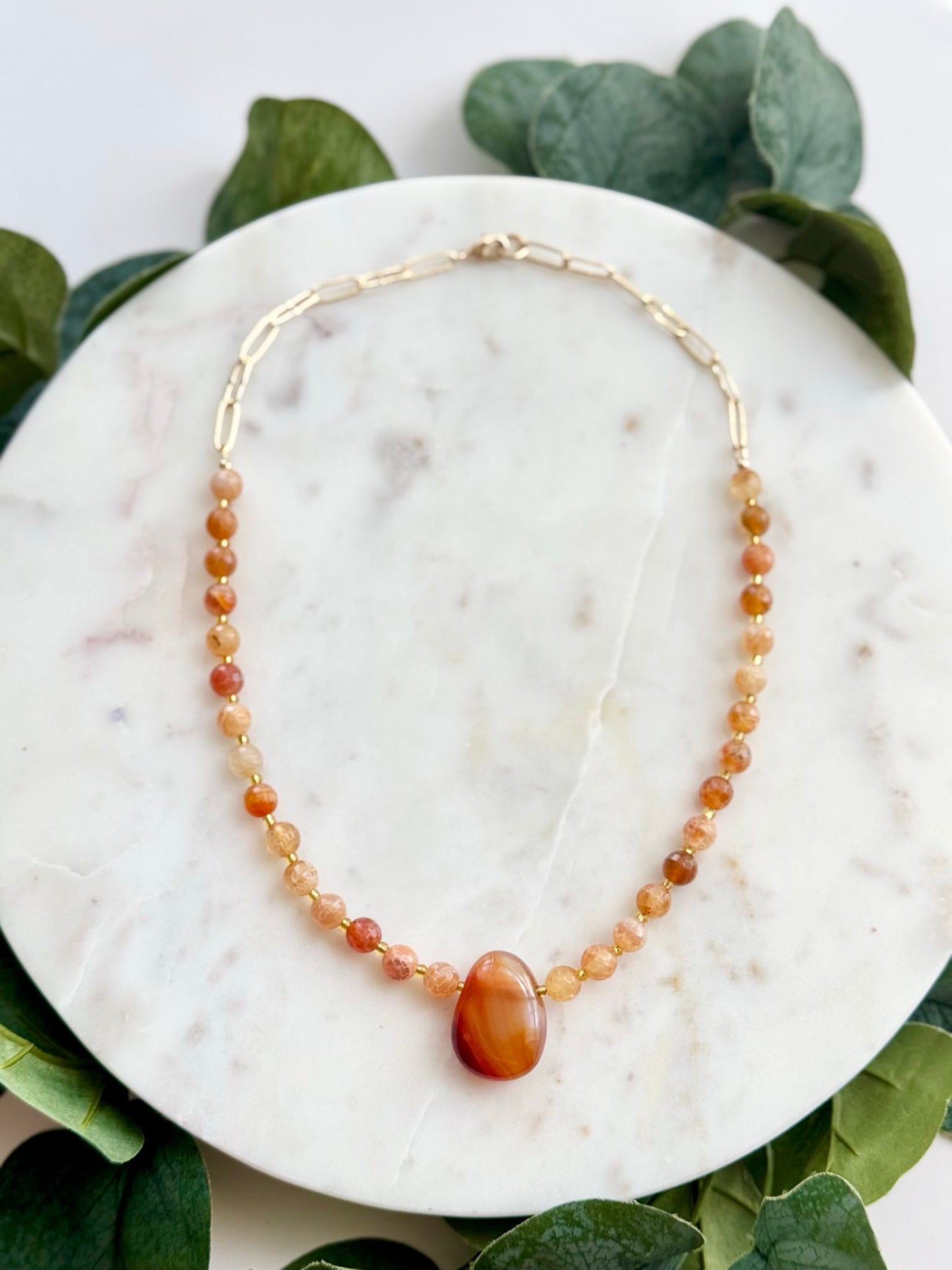 Carnelian Gold-Filled Statement Necklace