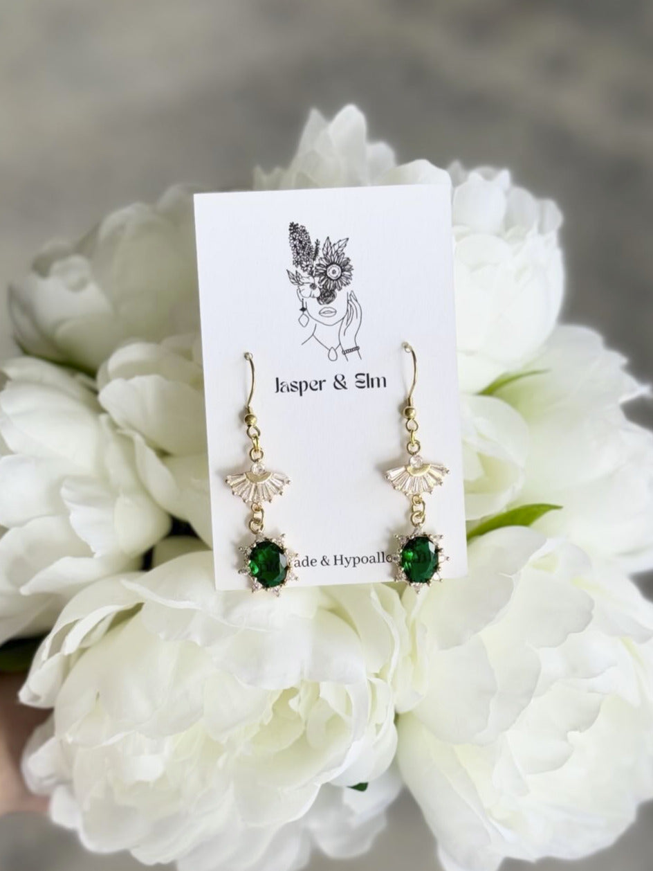 Emerald Glass "Gem" Earrings