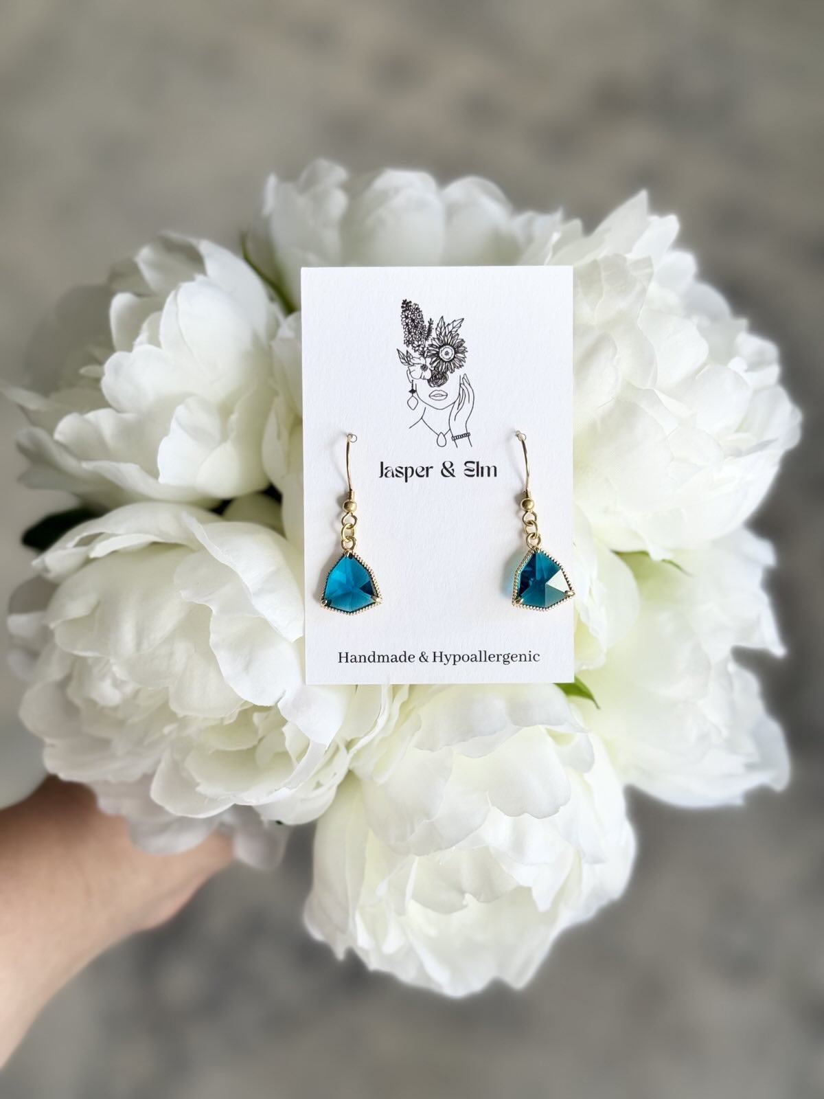 Teal Glass "Gem" Earrings