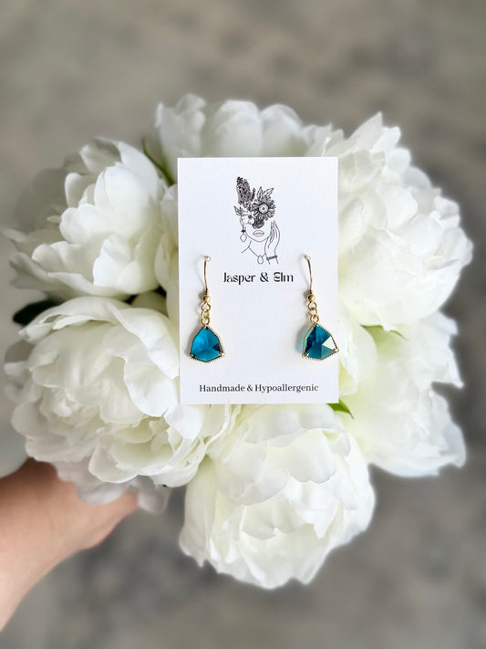 Teal Glass "Gem" Earrings