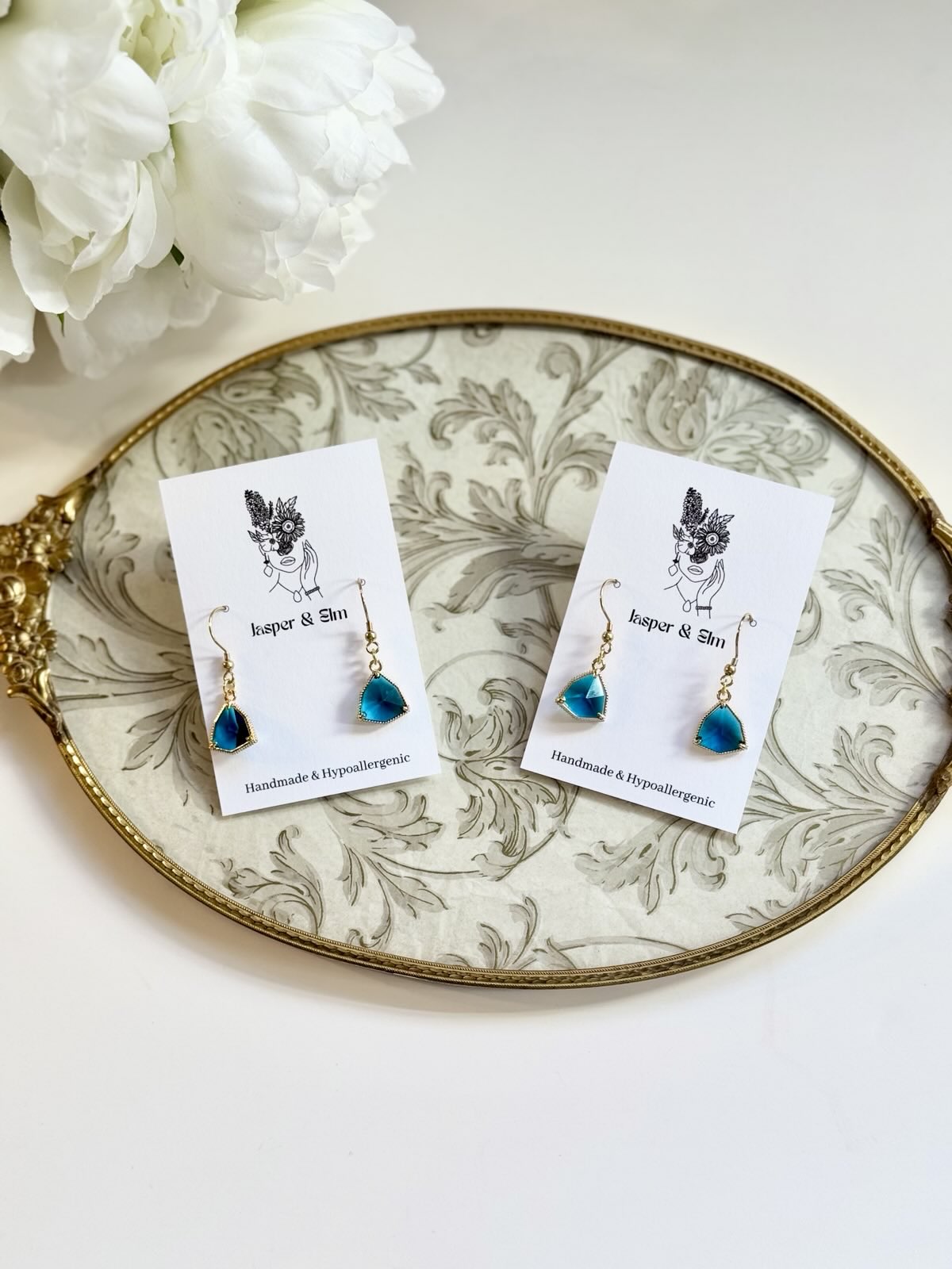 Teal Glass "Gem" Earrings