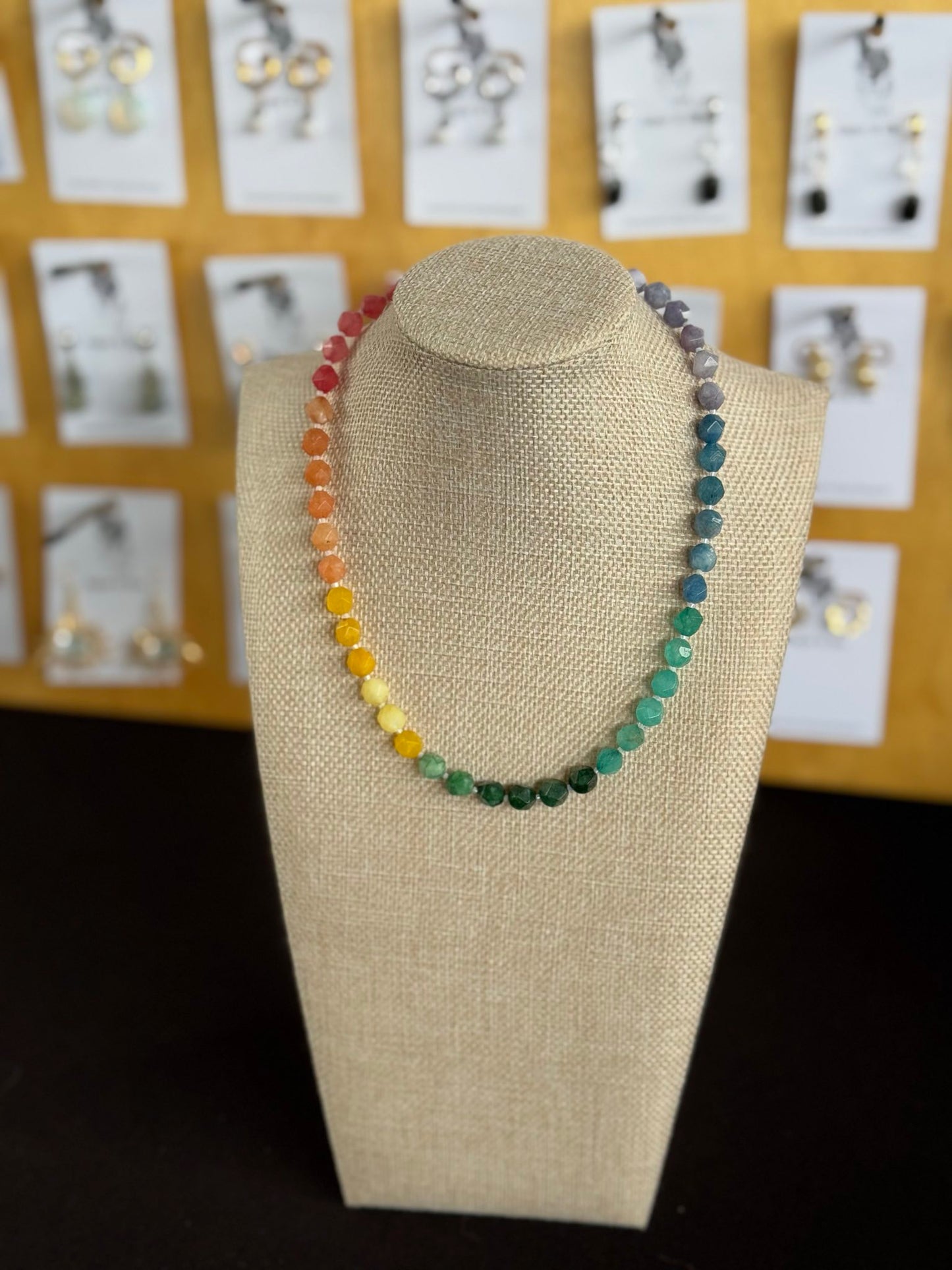 Dyed Quartz Chakra Gold-Filled Necklace