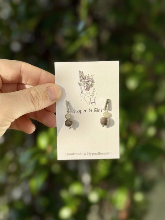 Silver Obsidian & Labradorite Drop Earrings | The Art Museum Collection