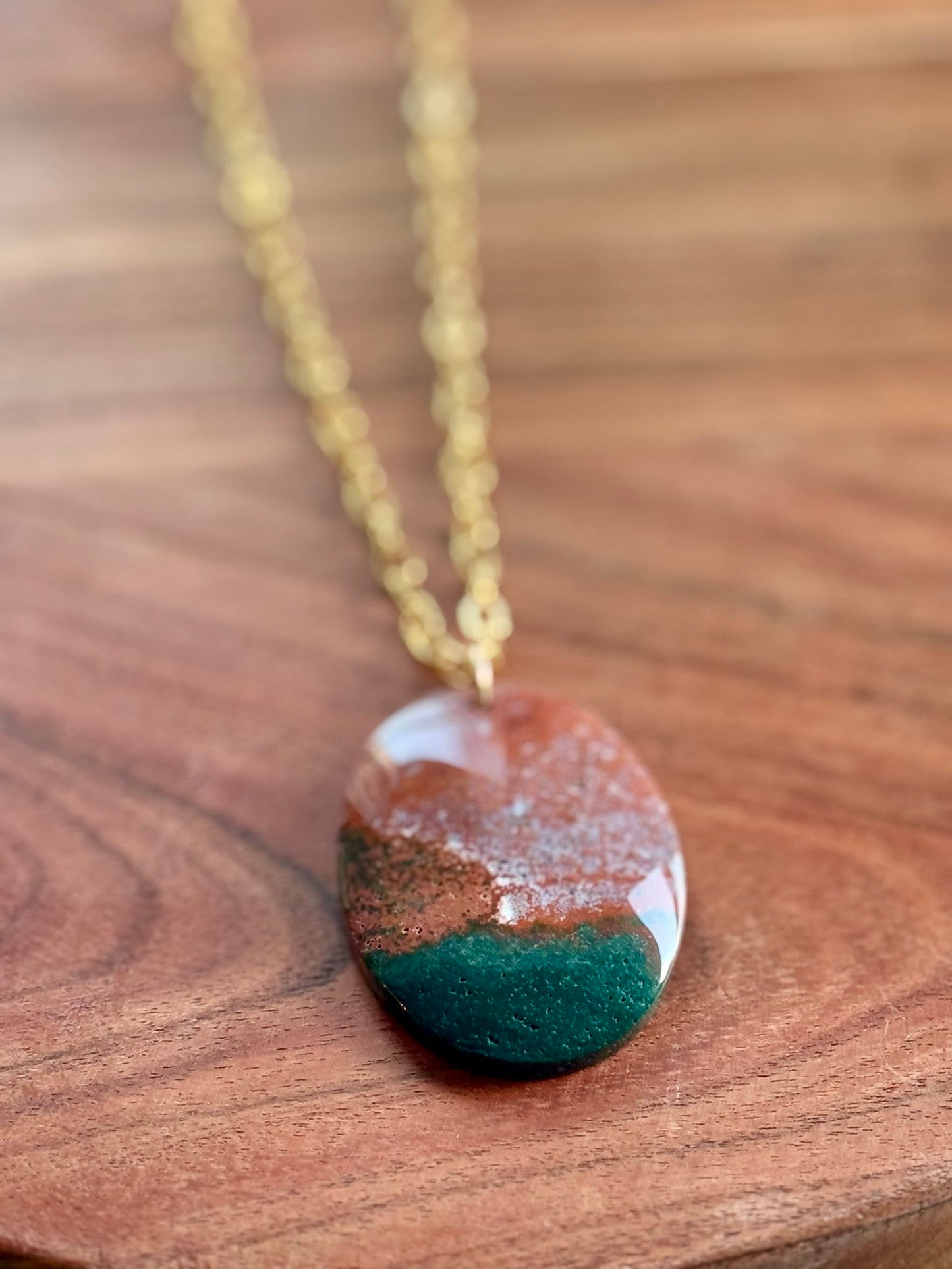 Ocean Jasper Gold-Filled Pendant Necklace