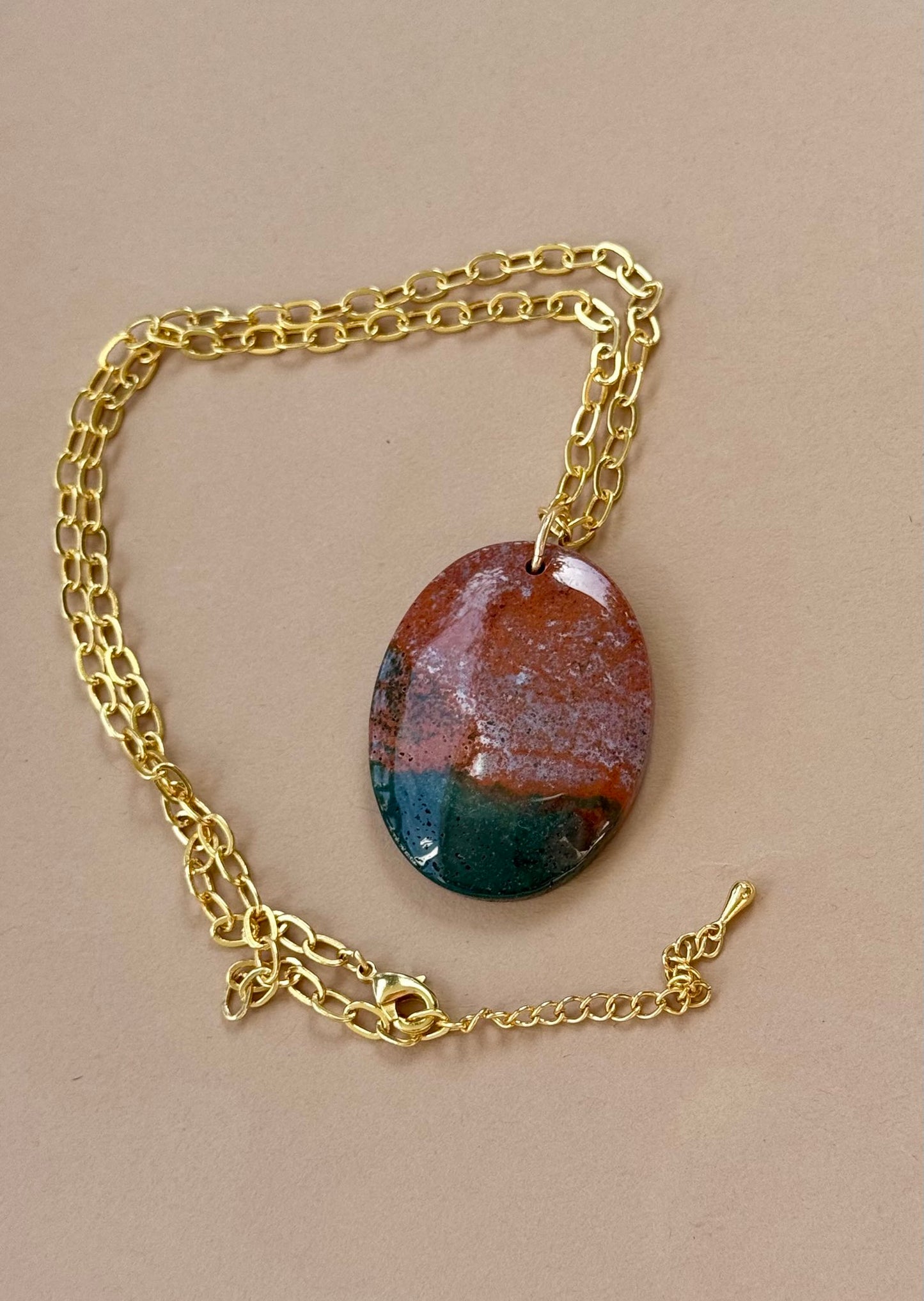 Ocean Jasper Gold-Filled Pendant Necklace