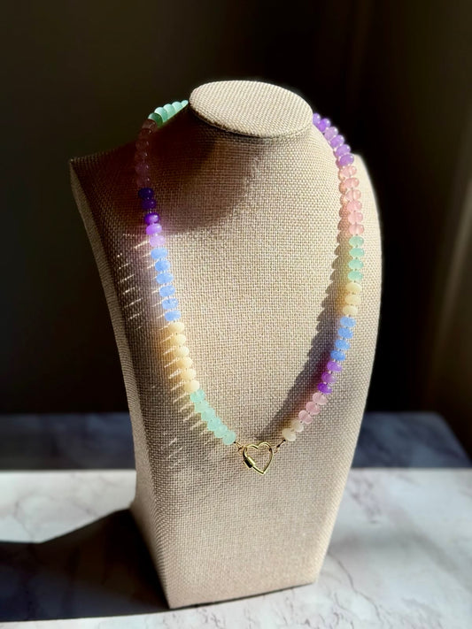 Forbidden Candy | Pastel Dyed Jade & Heart Clasp