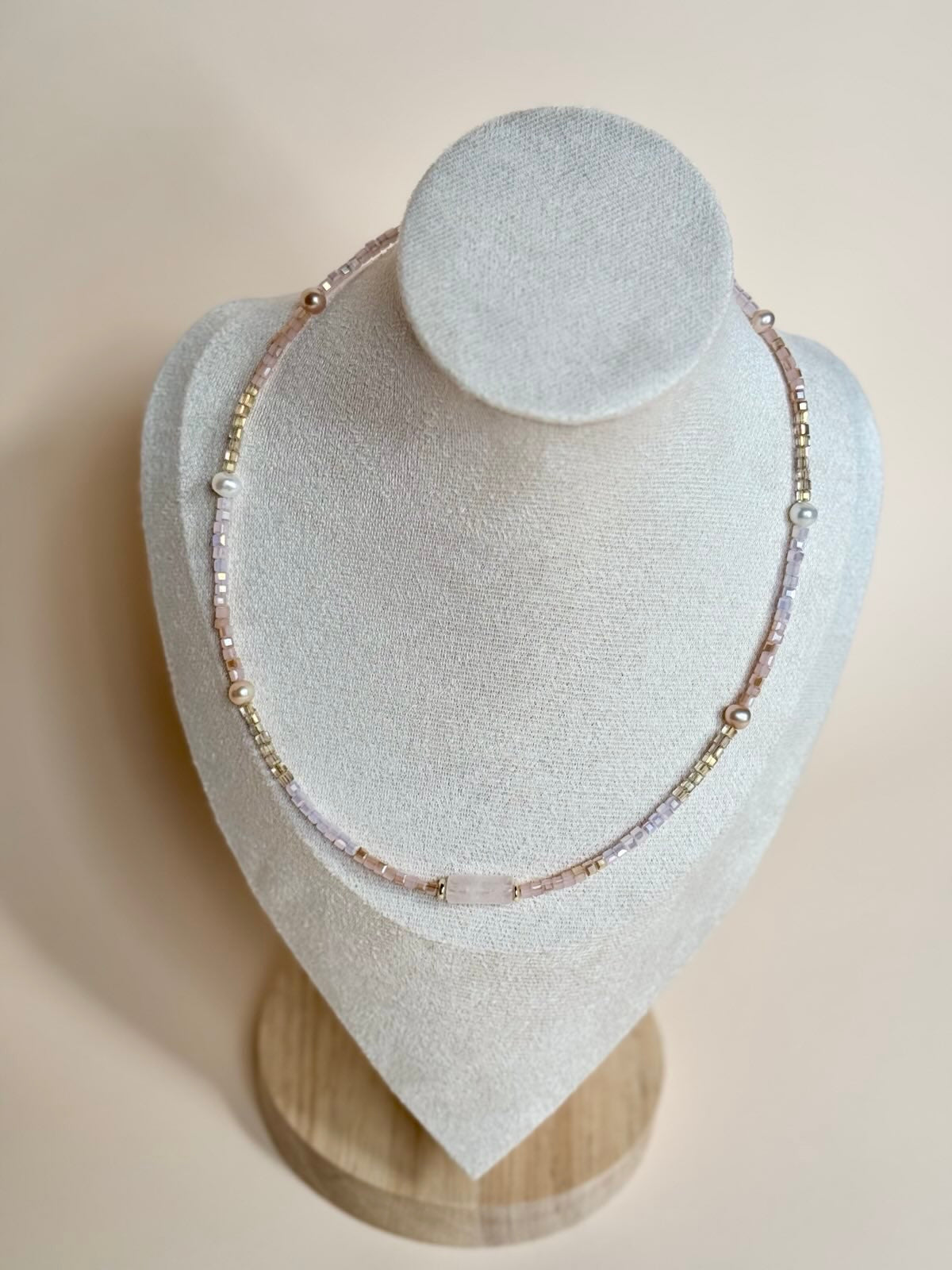 Rose Quartz & Pearl Gold-Filled Choker Necklace
