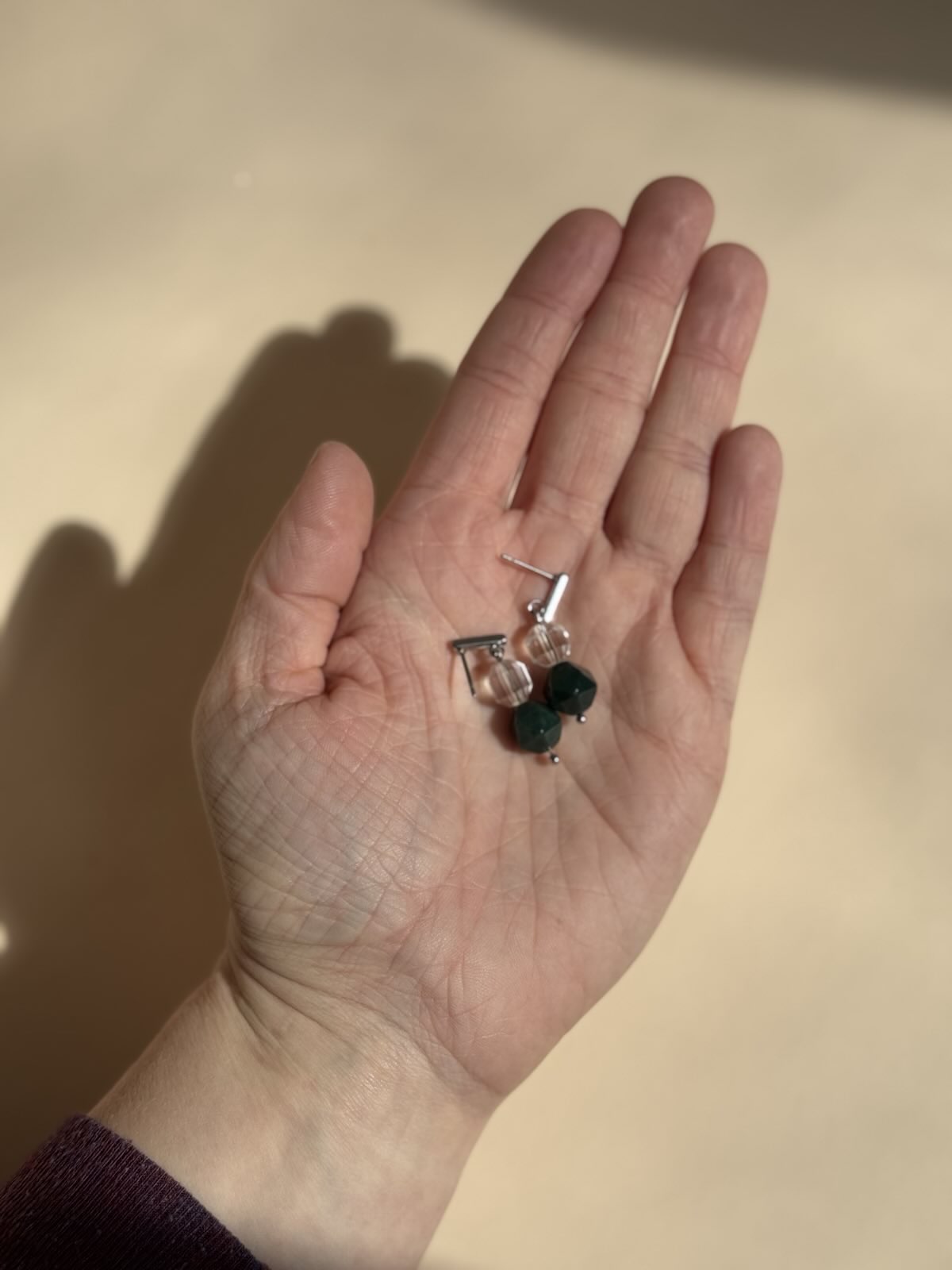 Clear Quartz & Bloodstone Drop Earrings