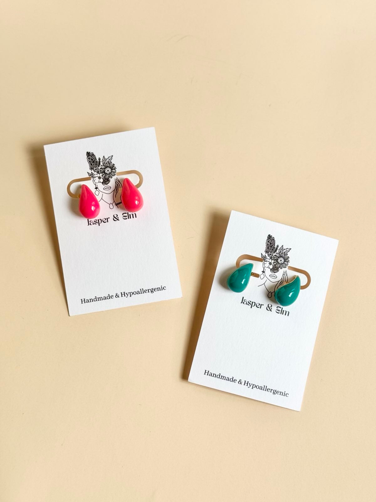 Teal and Hot Pink Enamel 18K Gold-Filled Hoops