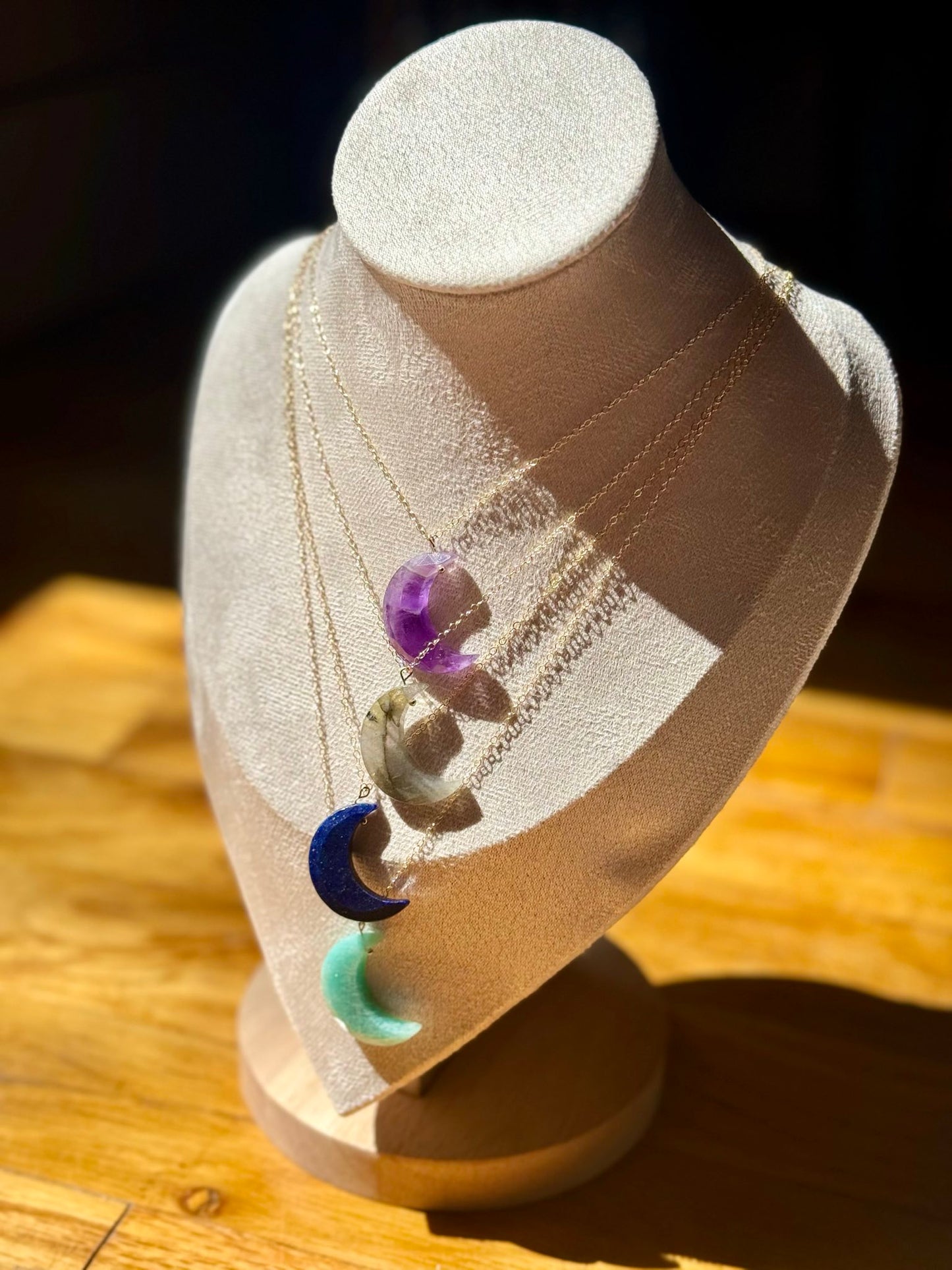 Amethyst Moon Pendant Necklace