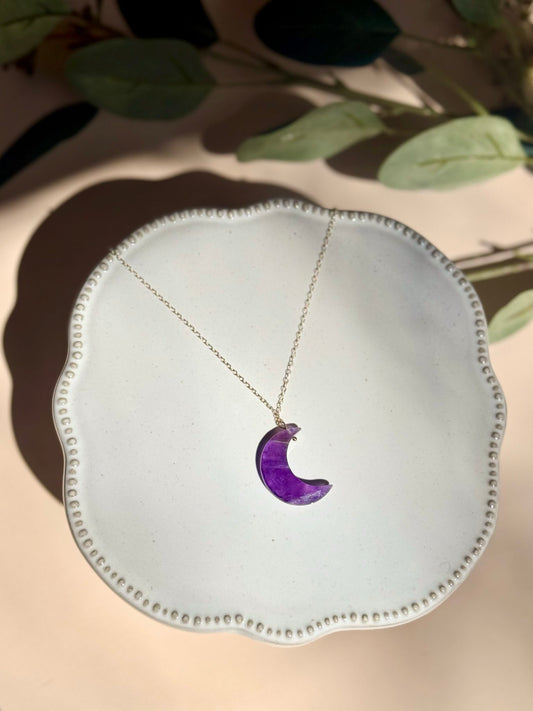 Amethyst Moon Pendant Necklace
