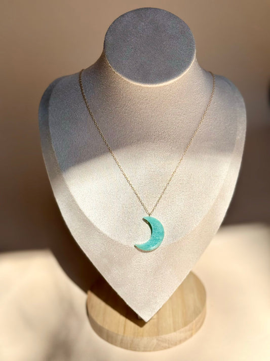 Amazonite Moon Pendant Necklace