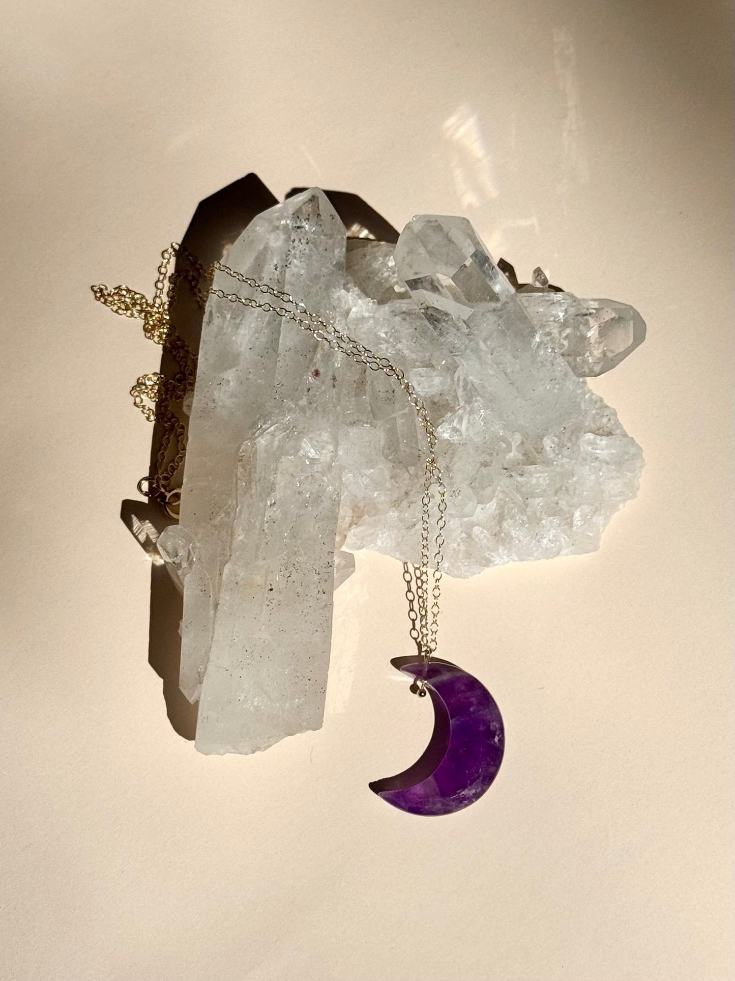 Amethyst Moon Pendant Necklace