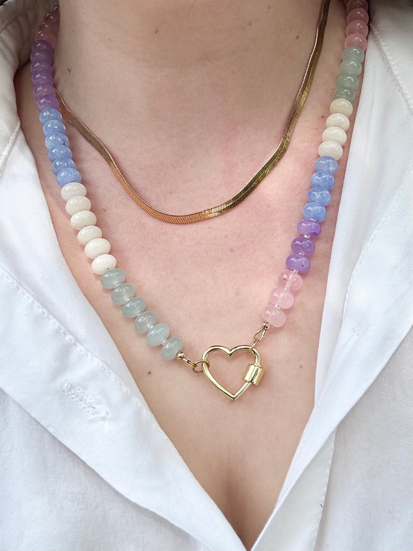 Forbidden Candy | Pastel Dyed Jade & Heart Clasp