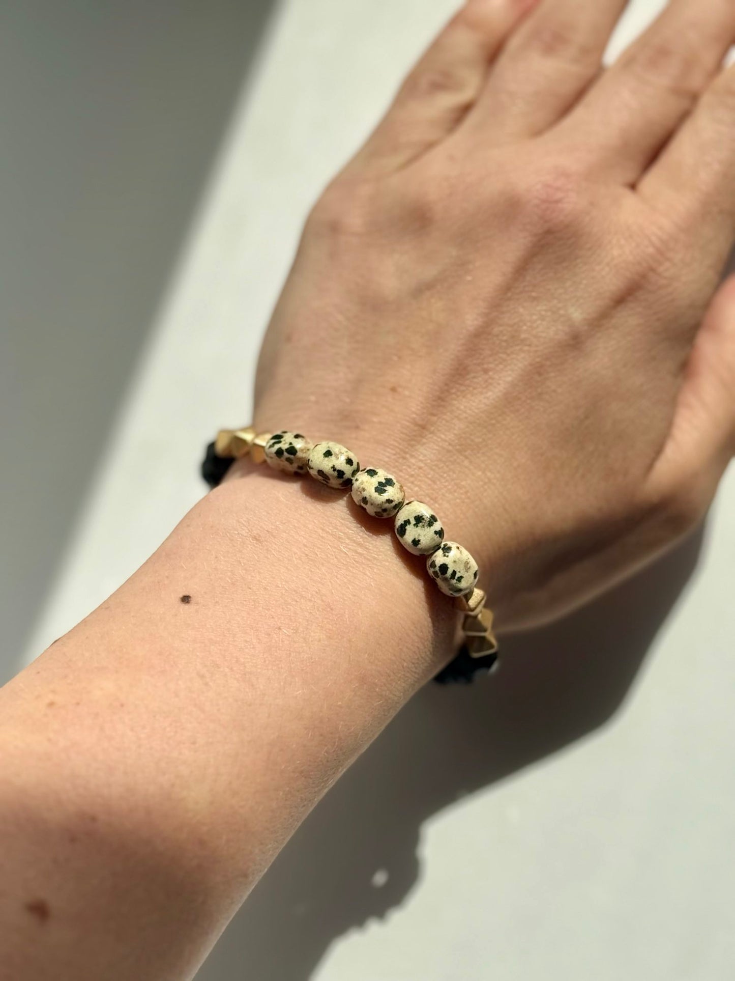 Dalmatian Jasper Aromatherapy Beaded Bracelet