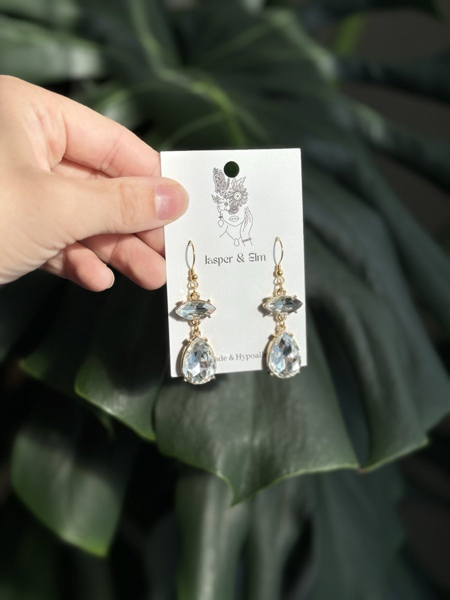 Statement Sparkly Teardrop Pendant Earrings