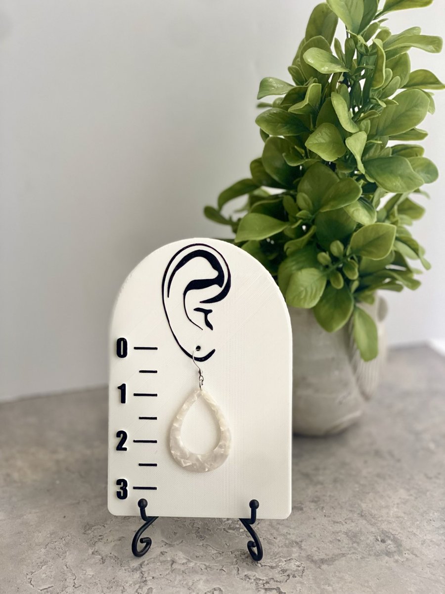 White Marbled Teardrop Acrylic Earrings